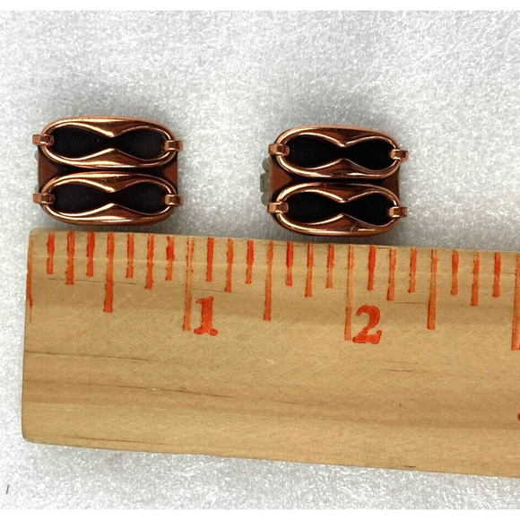 Renoir Copper Clip Earrings MCM Modernist 1" - Picture 4 of 4